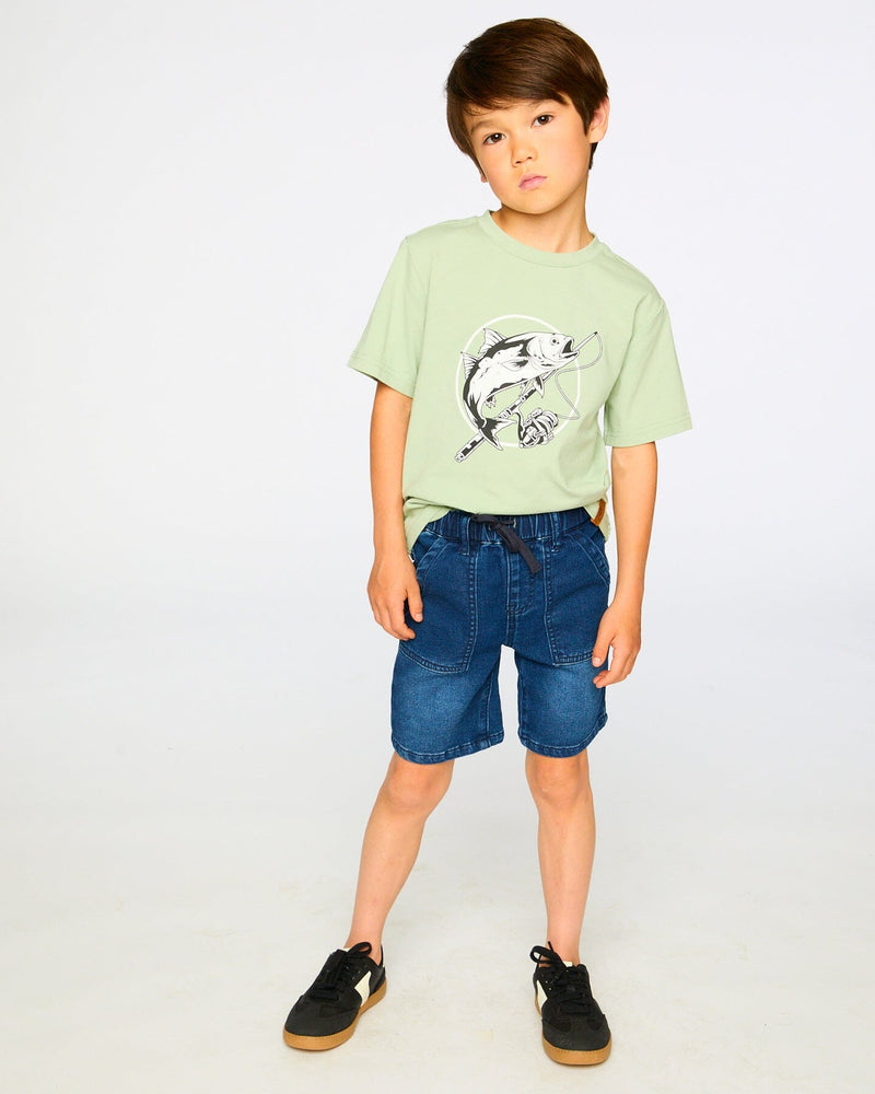 Organic Cotton Jersey T-Shirt With Print Sage