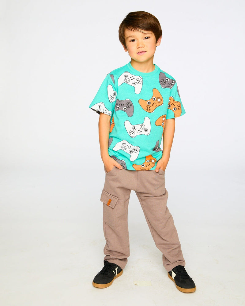 Organic Cotton Jersey T-Shirt Blue Printed Gamepads