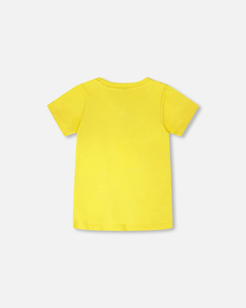 Organic Cotton Jersey T-Shirt With Gamer Print Yellow