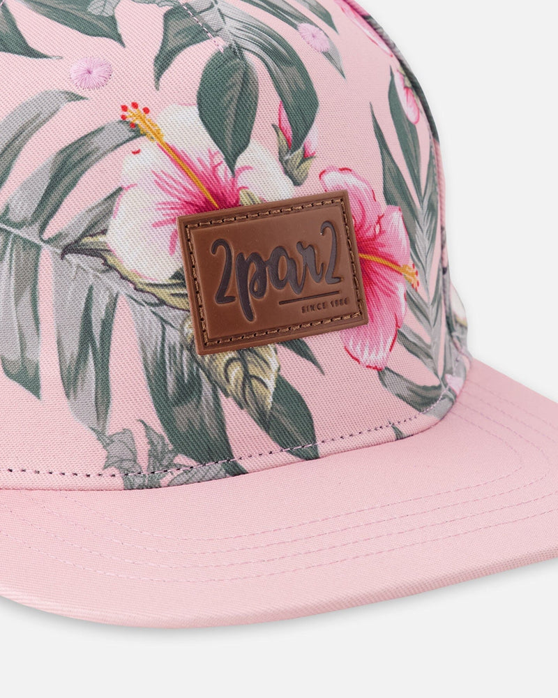 Cap Pink Hibiscus Print