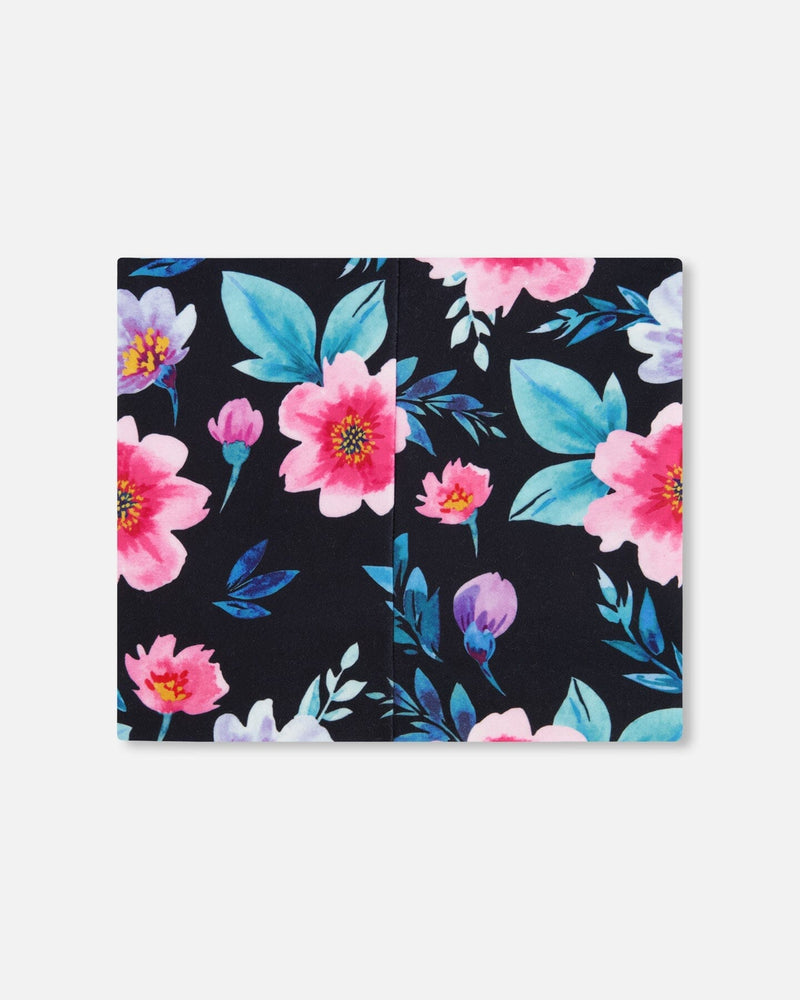 Stretch Jersey Neck Tube Black Printed Flowers