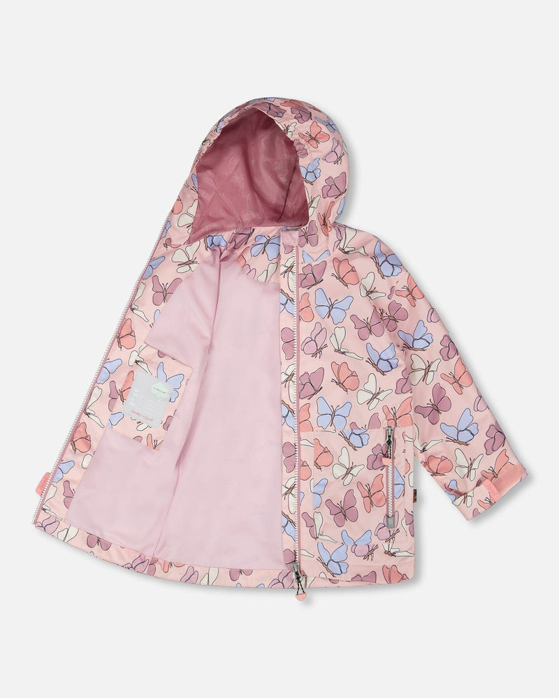 Mid-Season Jacket Pink Printed Butterflies