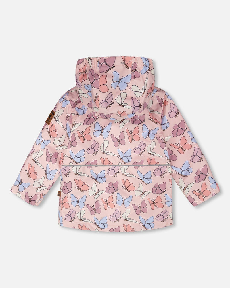 Mid-Season Jacket Pink Printed Butterflies