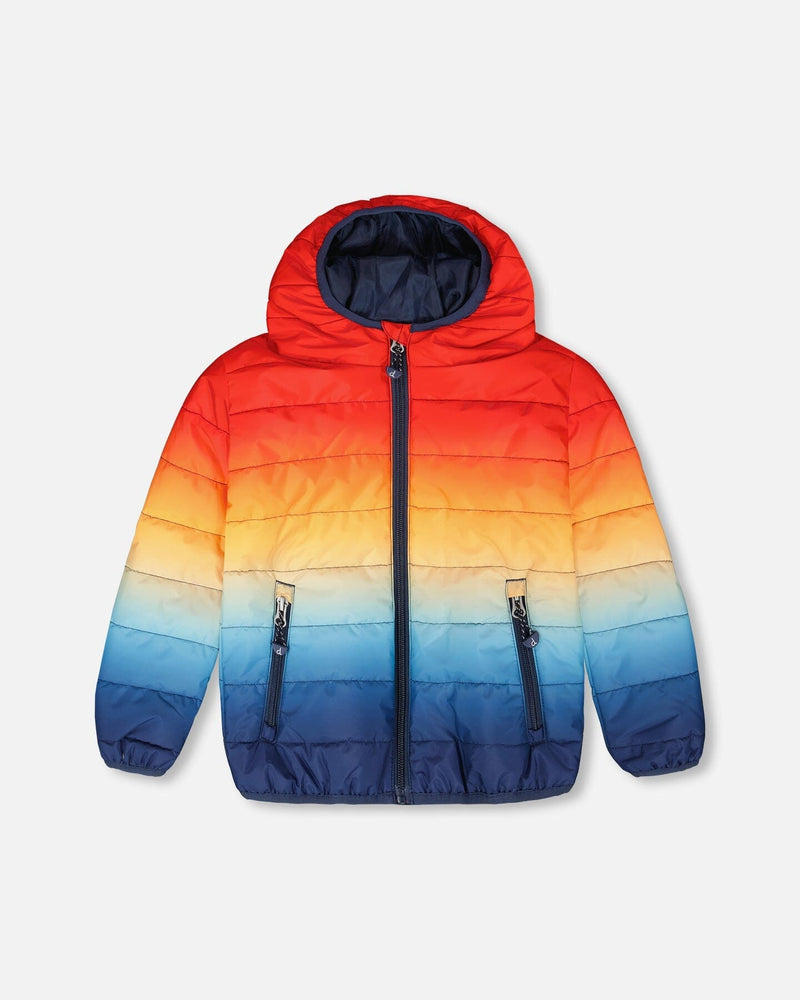 Quilted Mid-Season Jacket Orange And Blue Gradient