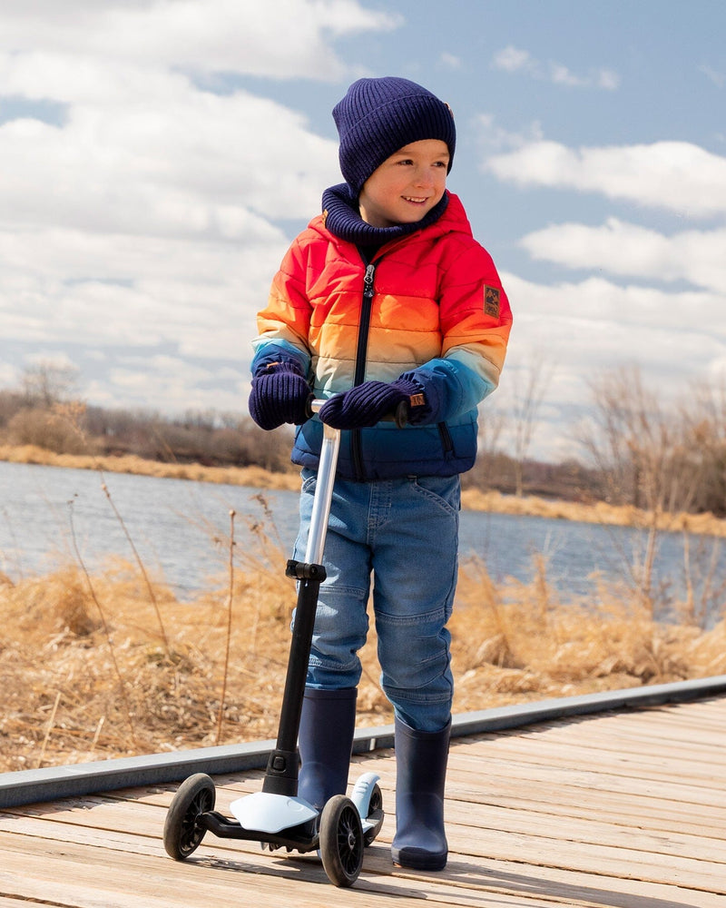 Quilted Mid-Season Jacket Orange And Blue Gradient