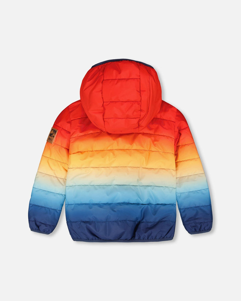 Quilted Mid-Season Jacket Orange And Blue Gradient