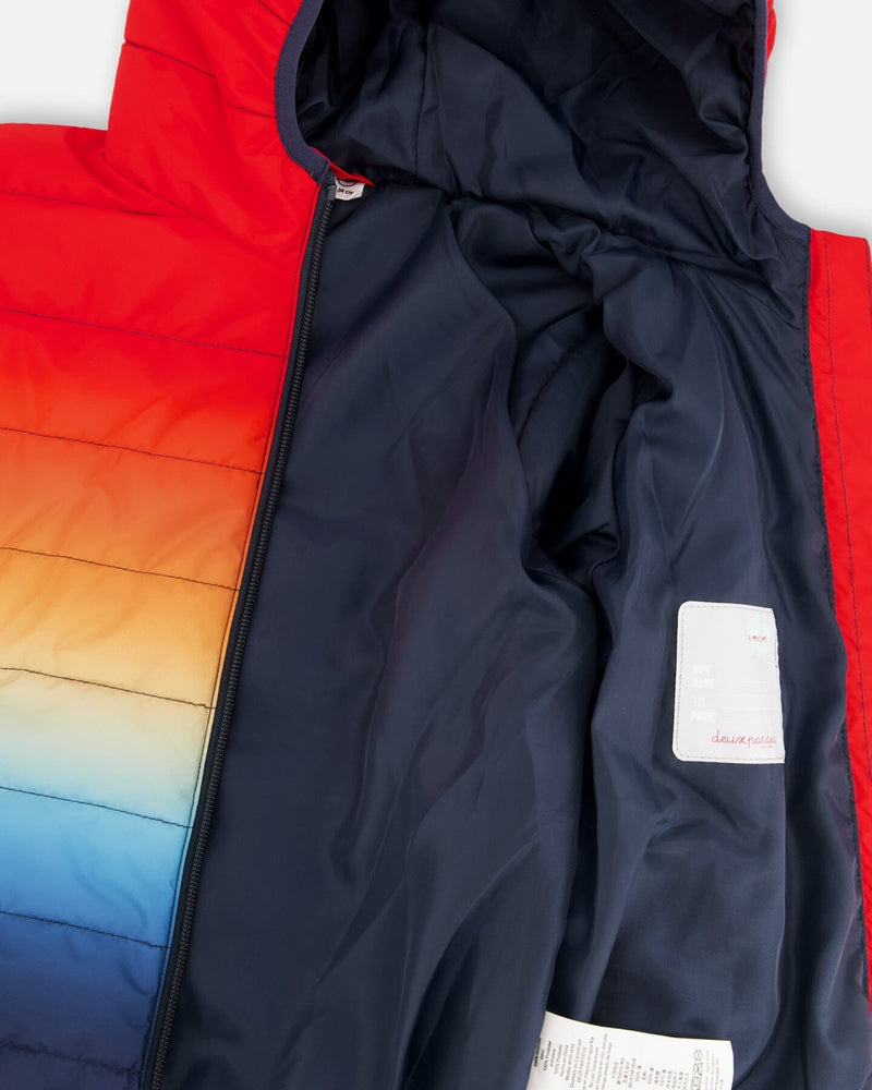 Quilted Mid-Season Jacket Orange And Blue Gradient