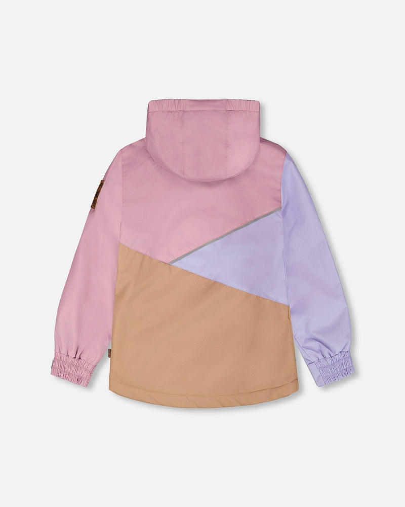 Mid-Season Jacket In Recycled Polyester Mauve, Lilac And Beige