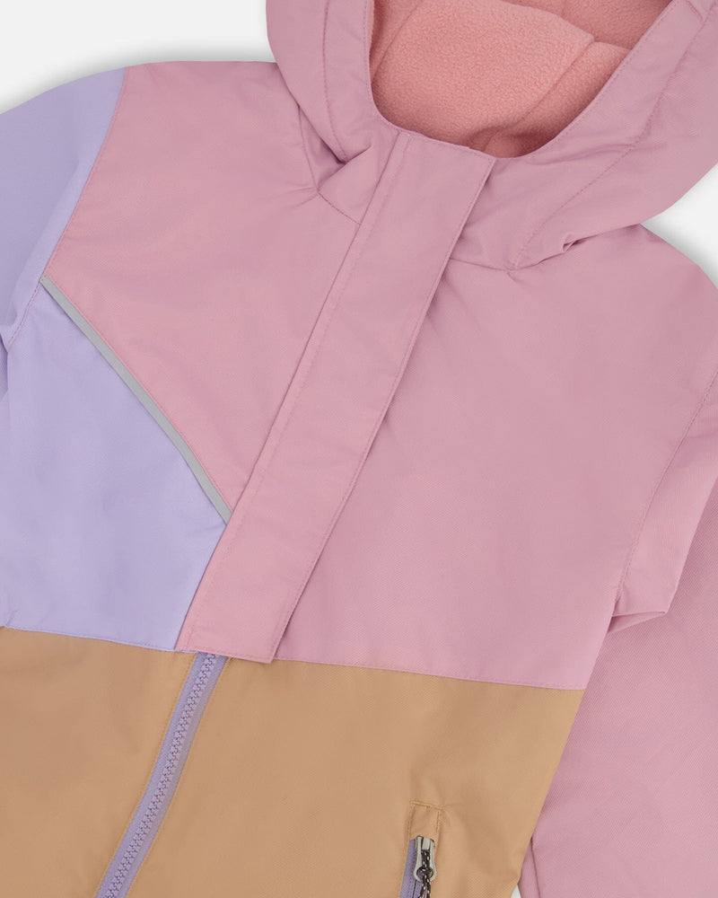 Mid-Season Jacket In Recycled Polyester Mauve, Lilac And Beige
