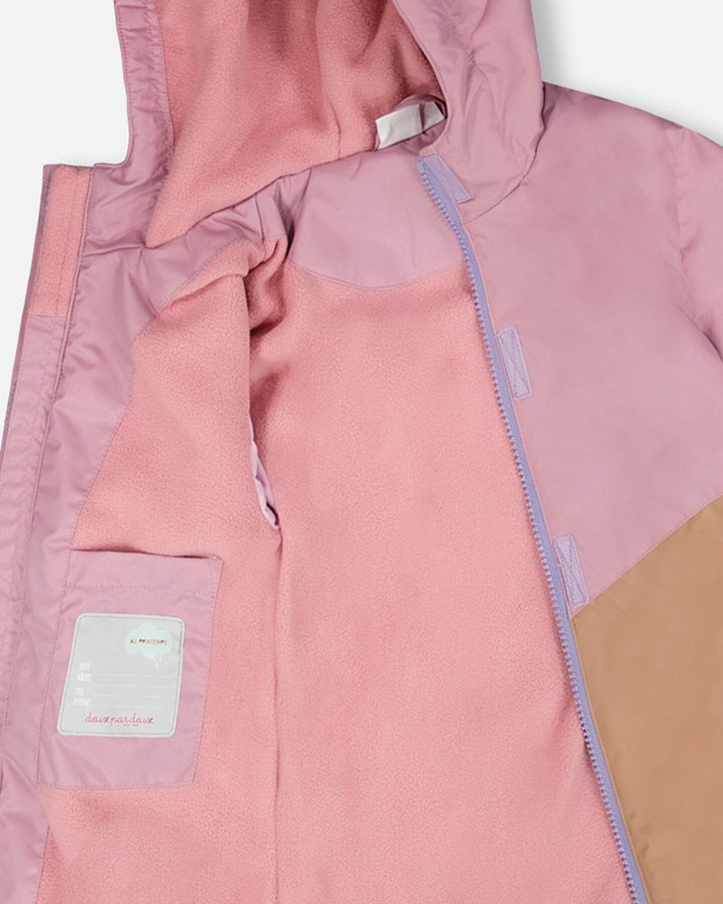 Mid-Season Jacket In Recycled Polyester Mauve, Lilac And Beige