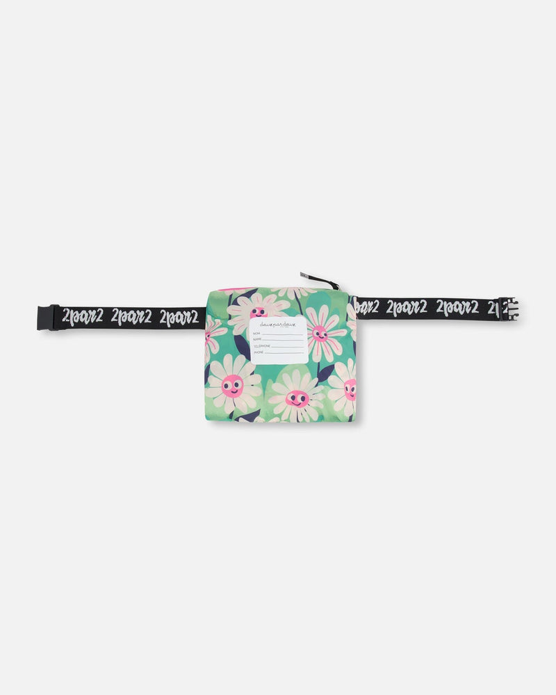Packable Windbreaker In Polyester Green Smiling Flower Print