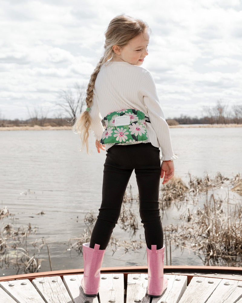 Packable Windbreaker In Polyester Green Smiling Flower Print