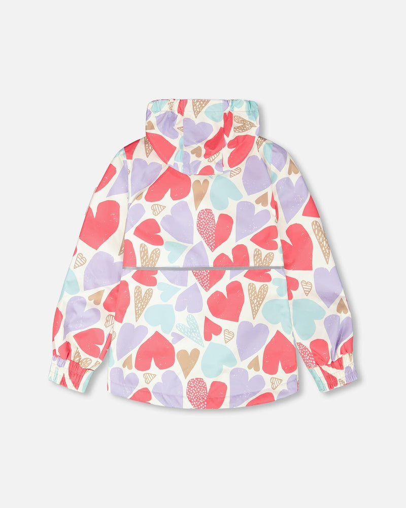 Two-Piece Mid-Season Outerwear Set White Heart Print