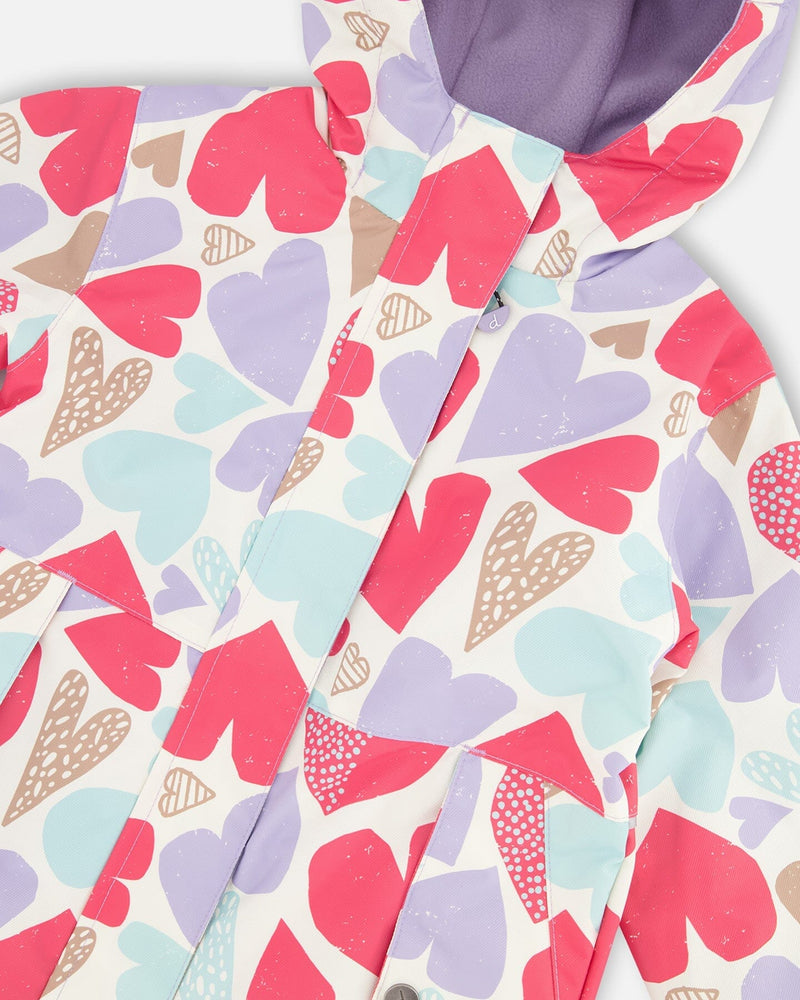 Two-Piece Mid-Season Outerwear Set White Heart Print