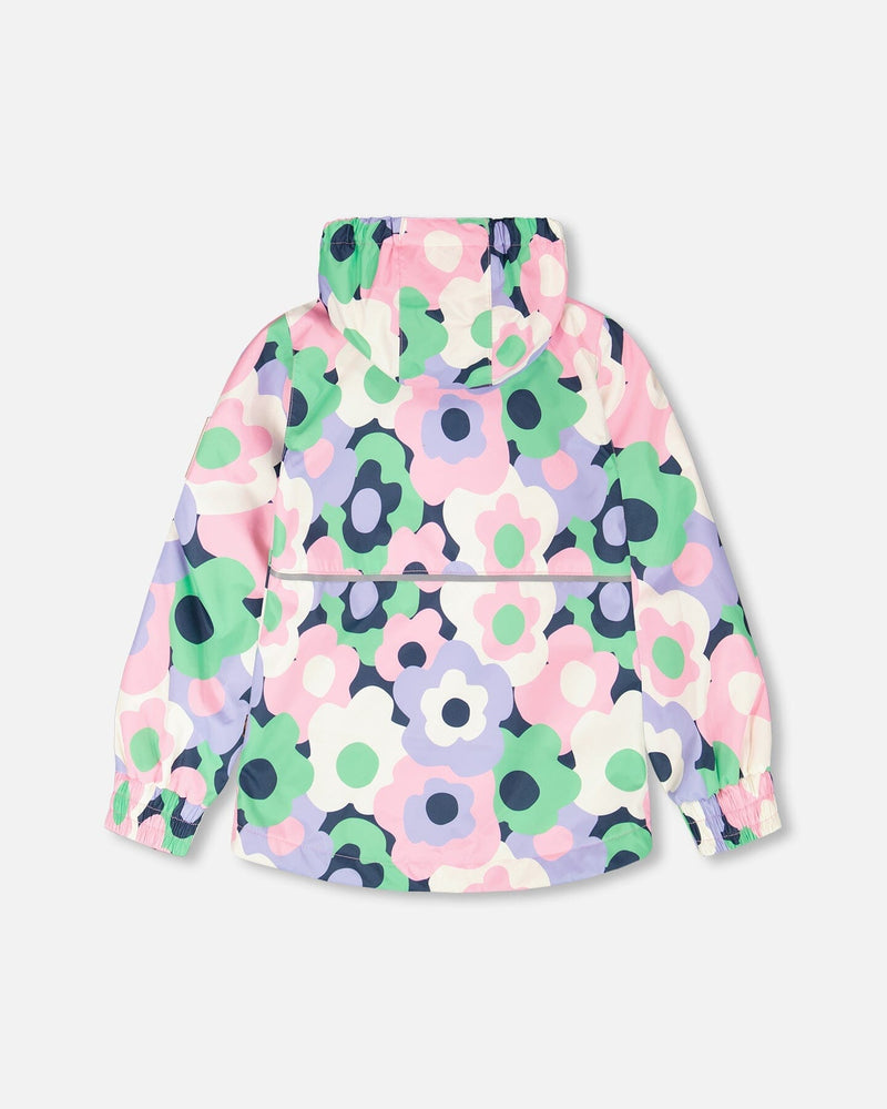Two-Piece Mid-Season Outerwear Set Black Printed Flowers