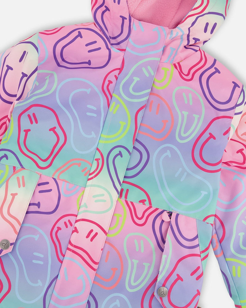 Two-Piece Mid-Season Outerwear Set Multicolored Printed Smileys