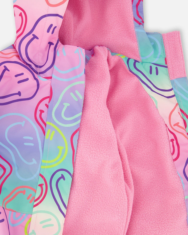 Two-Piece Mid-Season Outerwear Set Multicolored Printed Smileys