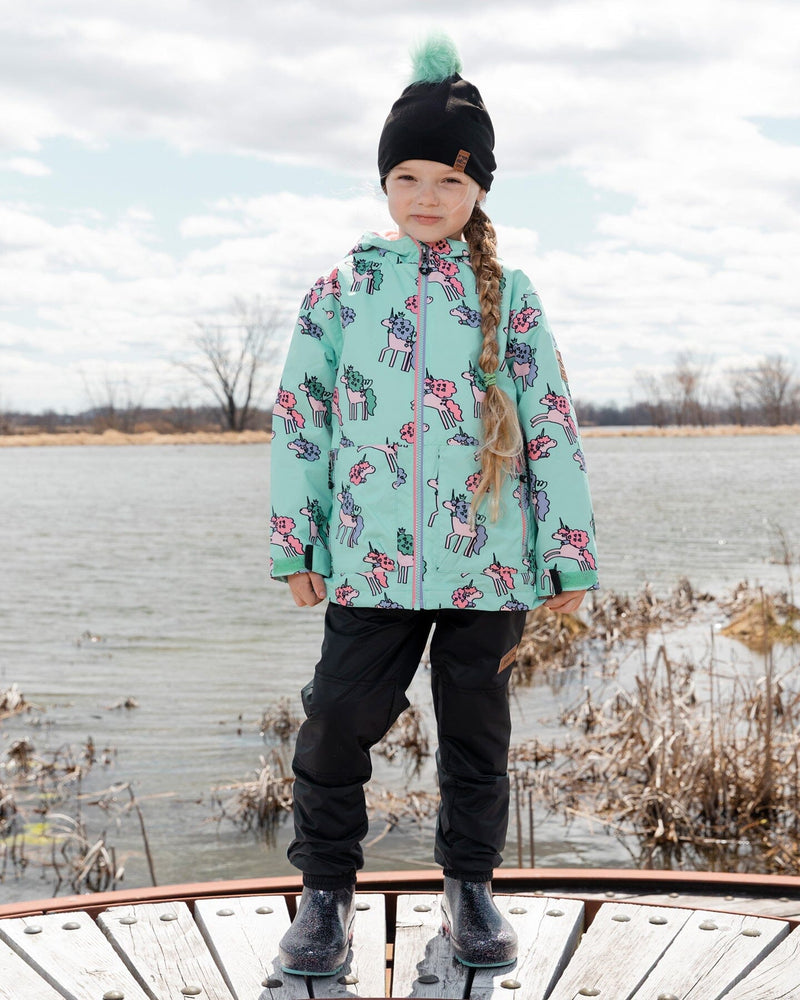 3-In-1 Two-Piece Mid-Season Outerwear Set Blue Unicorn Print
