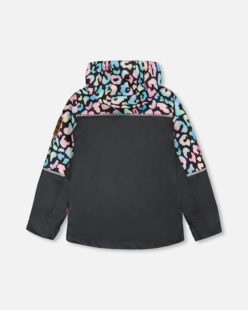 3-In-1 Two-Piece Mid-Season Outerwear Set Black Animal Print - Multicolored Inner Jacket