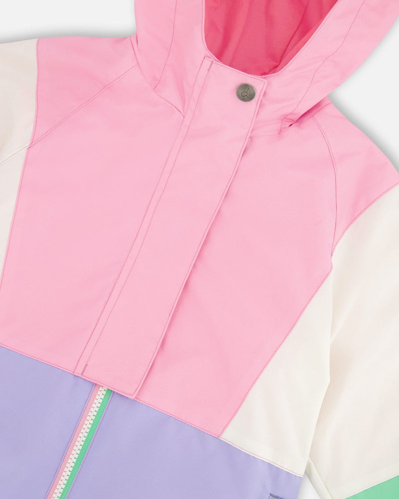 3-In-1 Two-Piece Mid-Season Outerwear Set Pink Colorblock