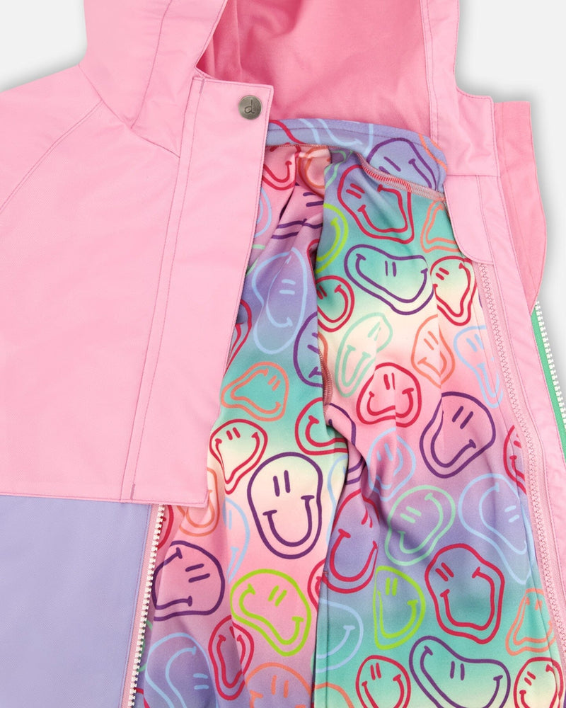 3-In-1 Two-Piece Mid-Season Outerwear Set Pink Colorblock