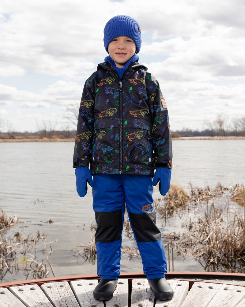 3-In-1 Two-Piece Mid-Season Outerwear Set Black Printed Skateboards