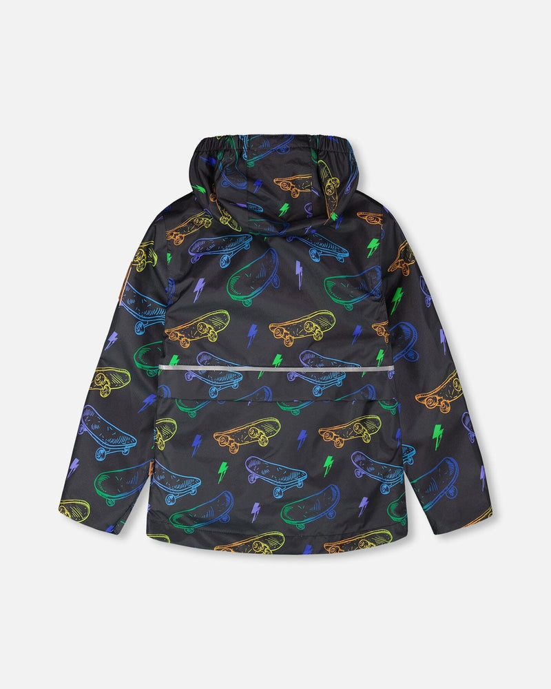 3-In-1 Two-Piece Mid-Season Outerwear Set Black Printed Skateboards