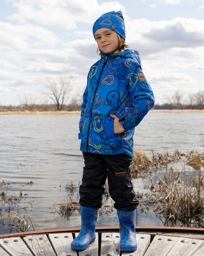 Two-Piece Mid-Season Outerwear Set Blue Printed Smileys