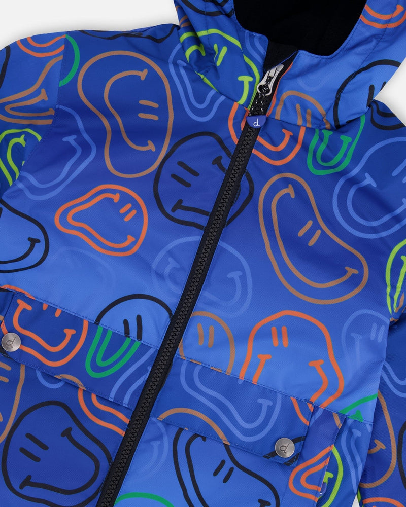 Two-Piece Mid-Season Outerwear Set Blue Printed Smileys