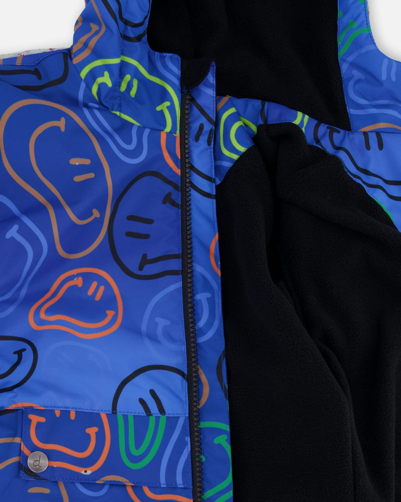 Two-Piece Mid-Season Outerwear Set Blue Printed Smileys