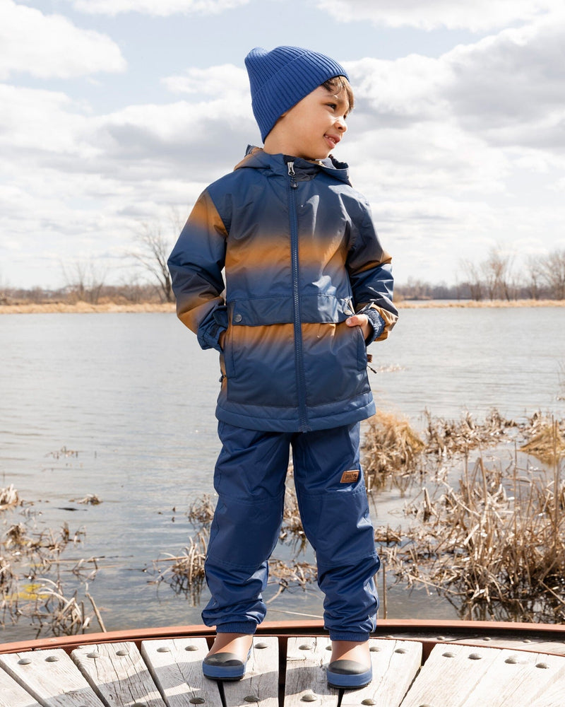 Two-Piece Mid-Season Outerwear Set Blue And Brown Gradient