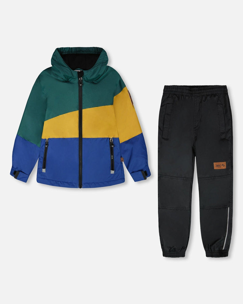 Two-Piece Mid-Season Outerwear Set Green, Yellow And Blue