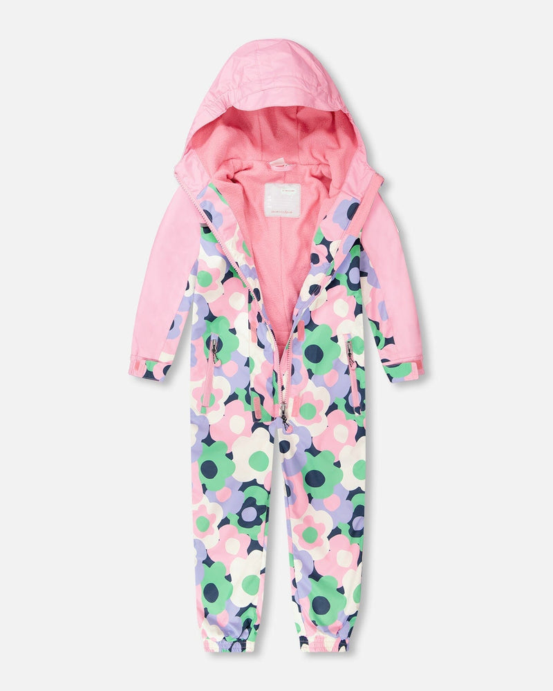 Kids Mid-Season One-Piece Outerwear Black Printed Flowers