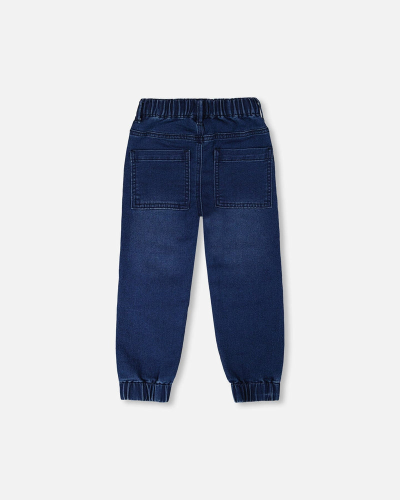 Stretch French Terry Denim Jogger Navy Blue