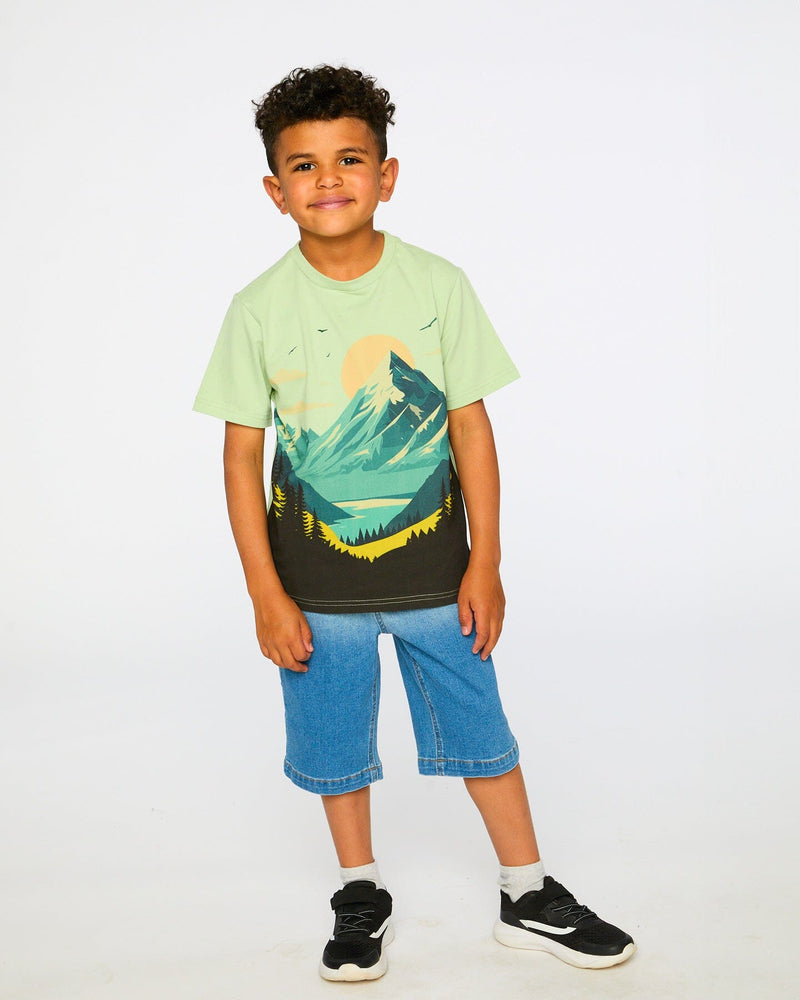 Stretch Jean Bermuda Grey To Blue Gradient
