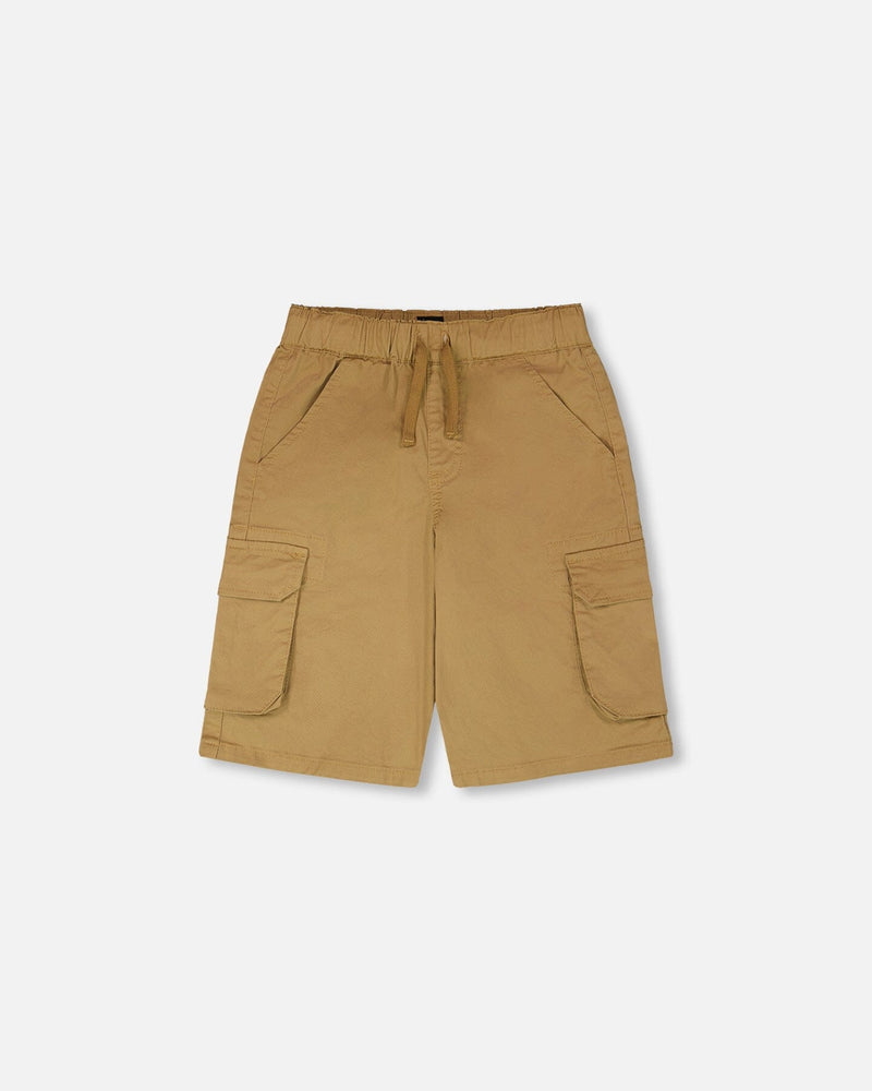 Stretch Twill Bermuda With Cargo Pockets Beige