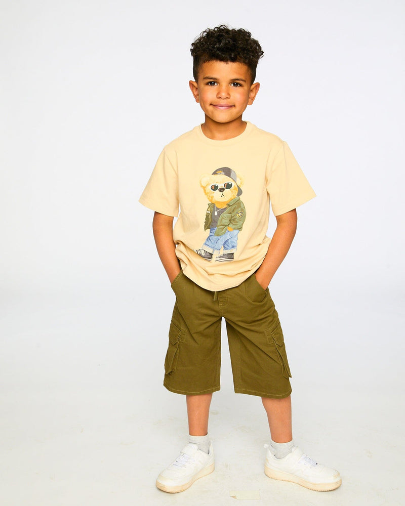 Stretch Twill Bermuda With Cargo Pockets Dark Khaki Green
