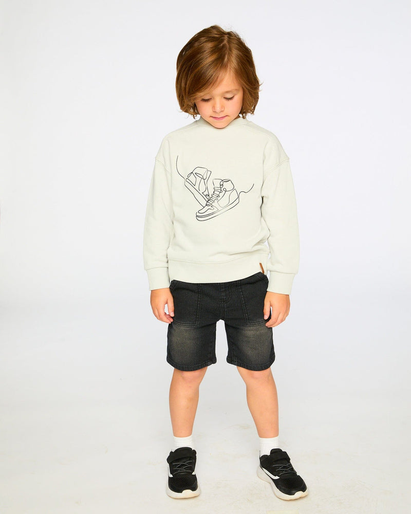 French Terry Grey Denim Shorts