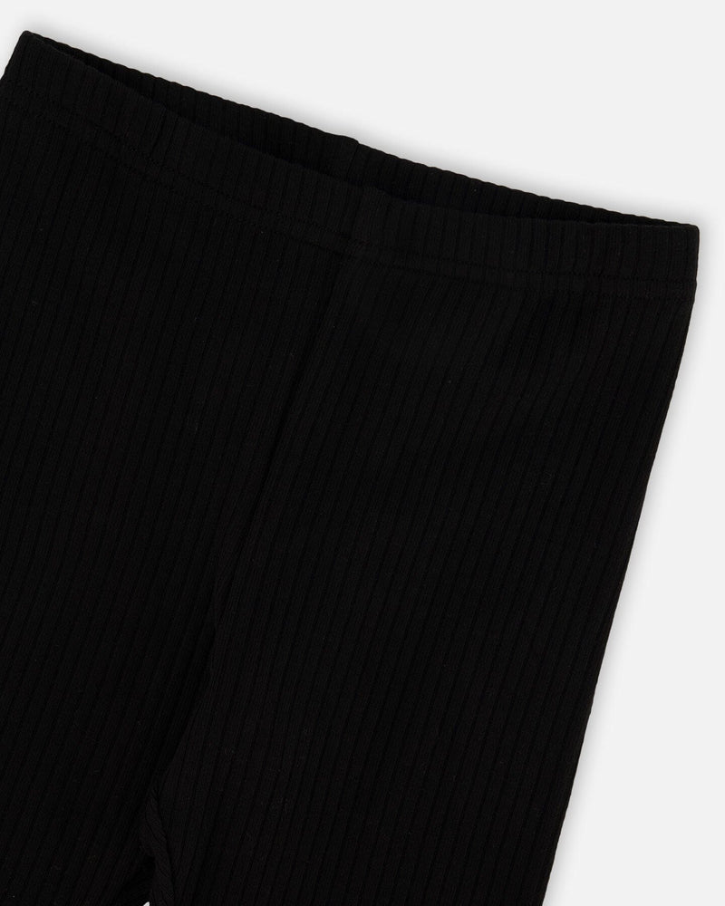 Rib Capri Leggings Black