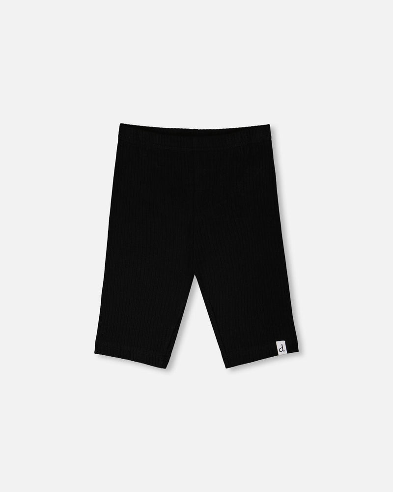 Rib Biker Leggings Black