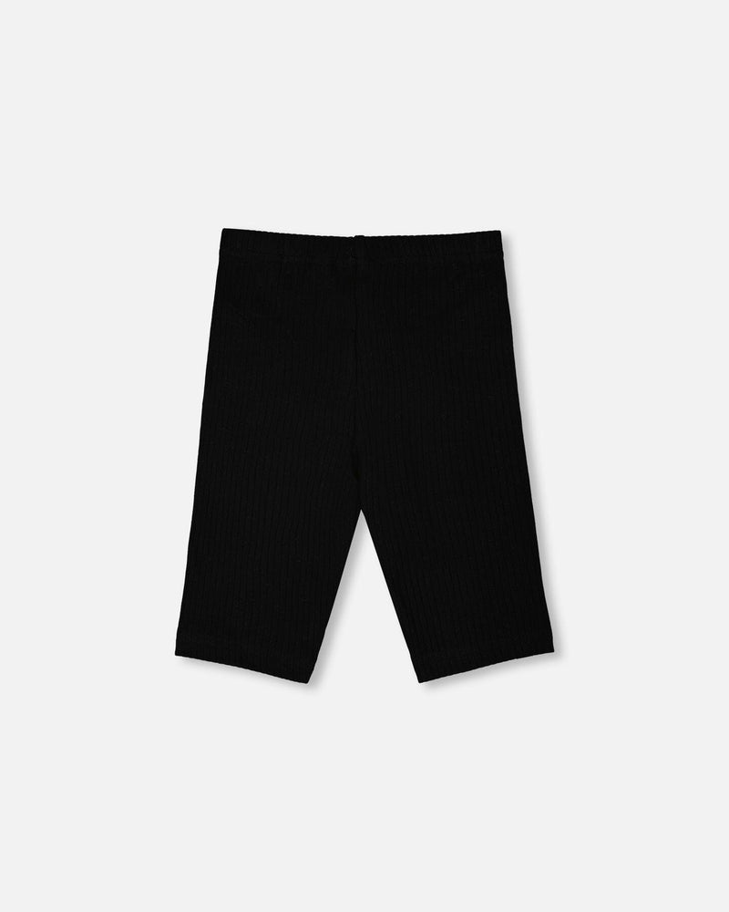 Rib Biker Leggings Black