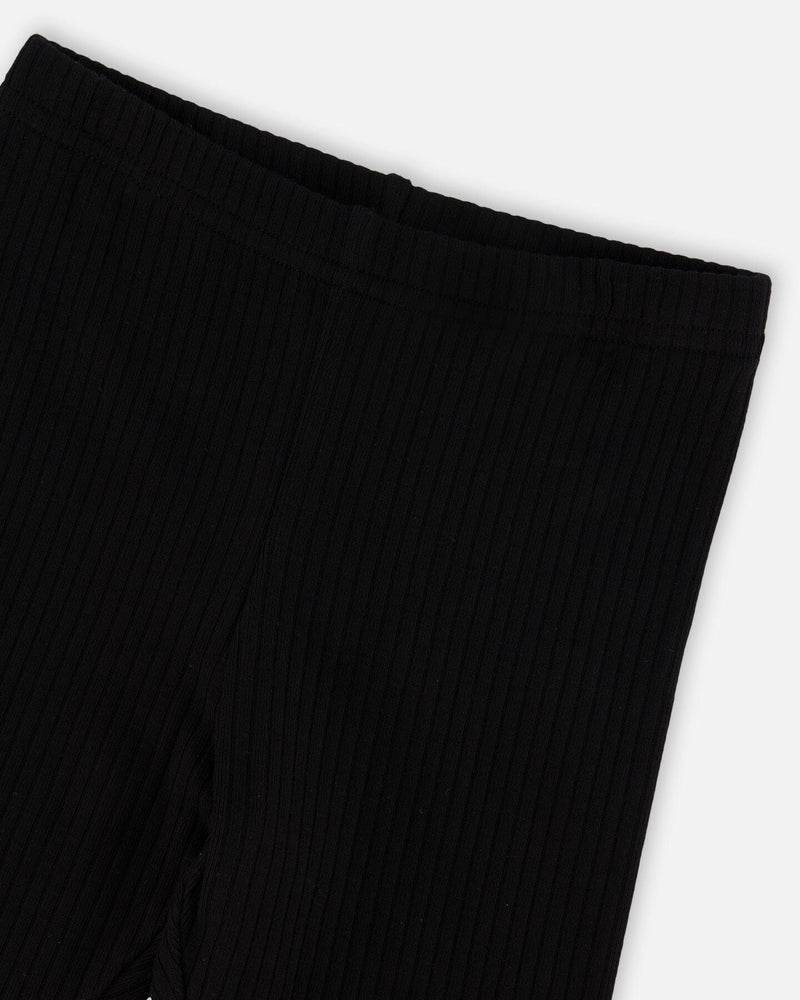 Rib Biker Leggings Black