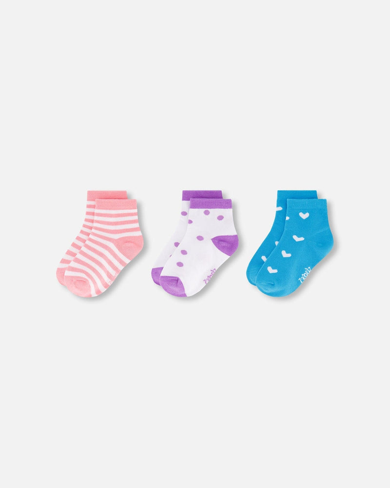 Socks (3 Pairs) Striped Pink