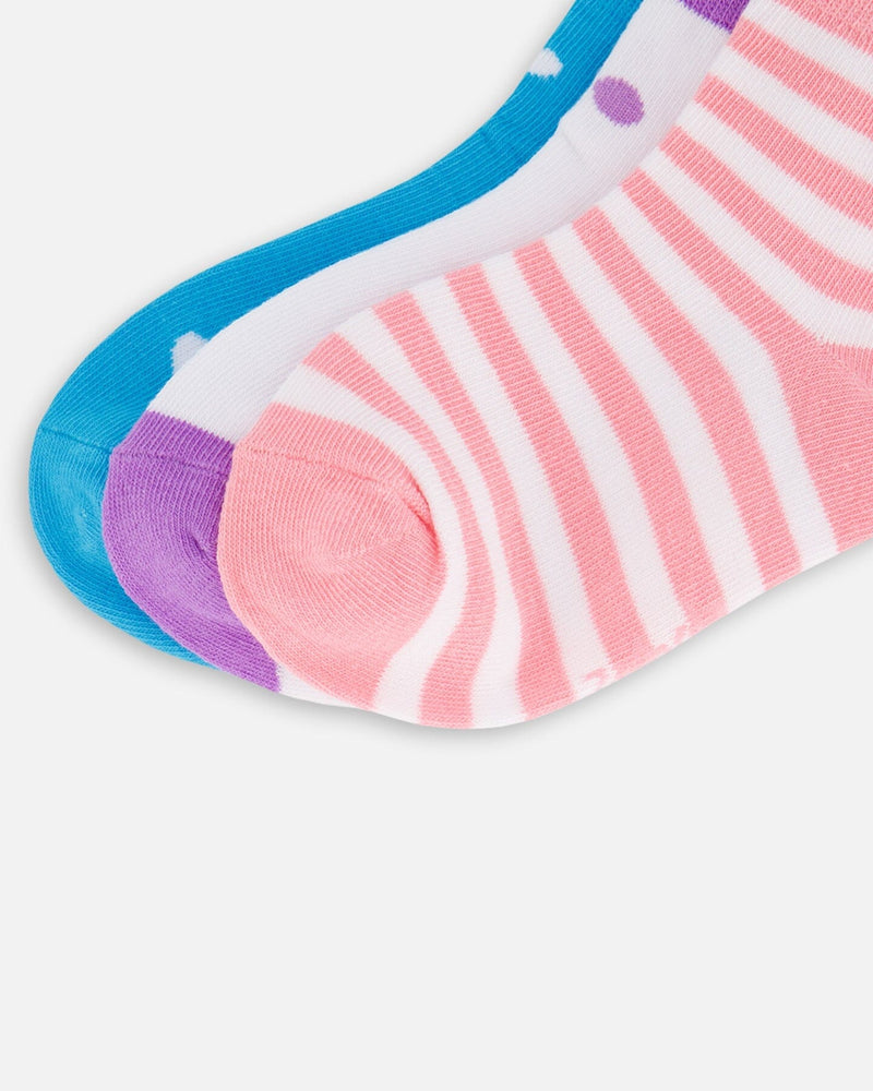 Socks (3 Pairs) Striped Pink