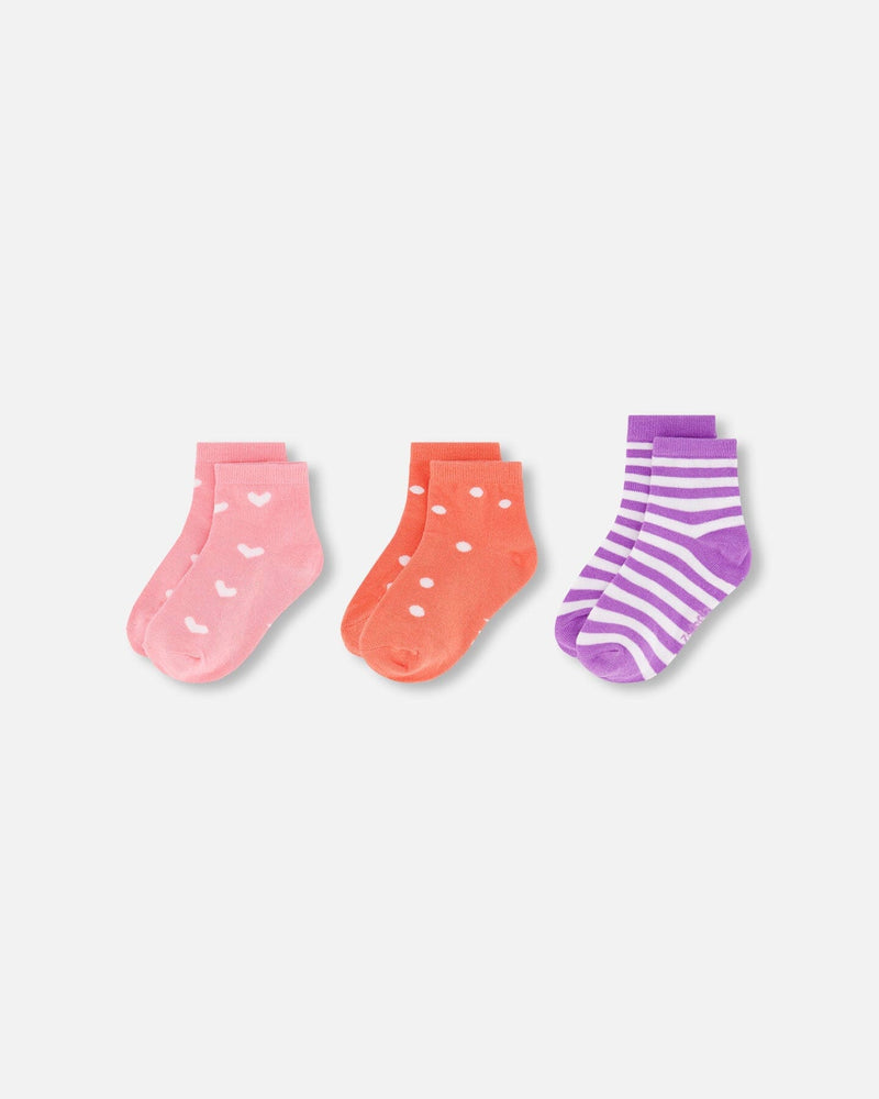Socks (3 Pairs) Striped Mauve