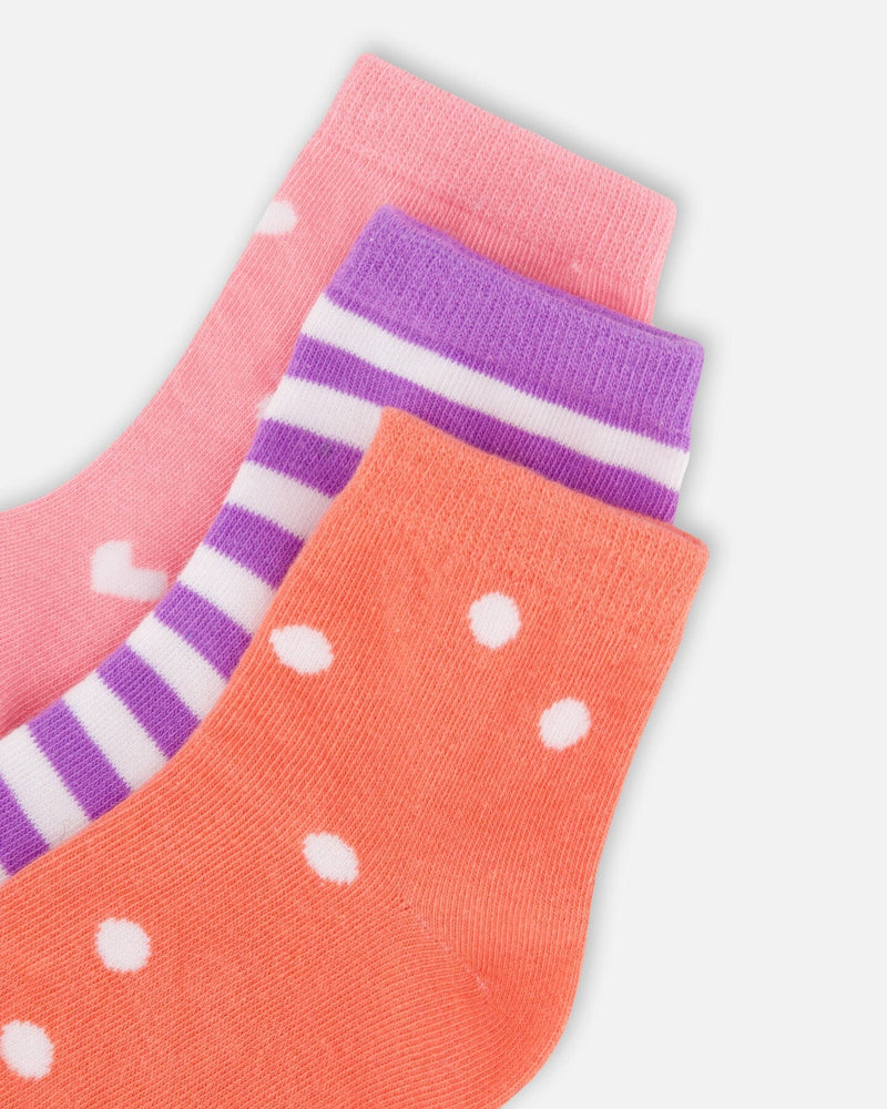 Socks (3 Pairs) Striped Mauve