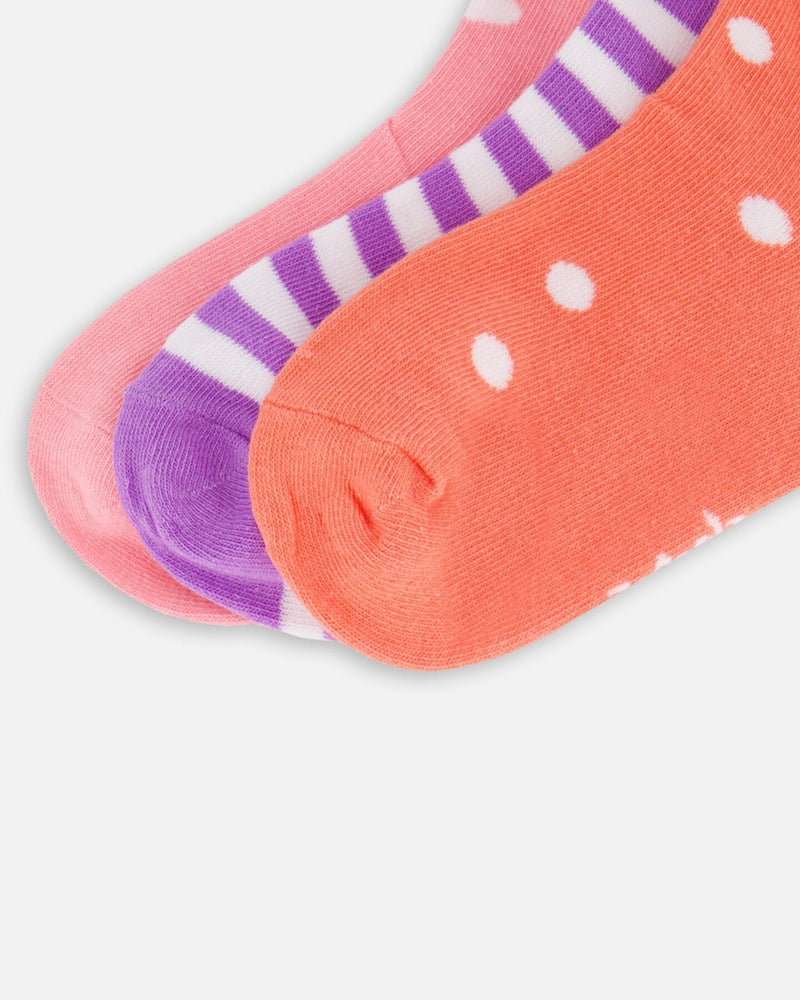 Socks (3 Pairs) Striped Mauve
