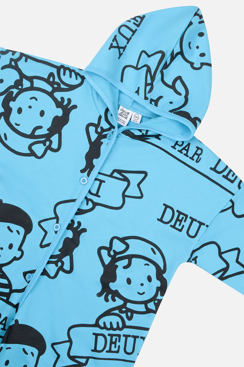 40Th Anniversary Printed Jersey One-Piece Sky Blue