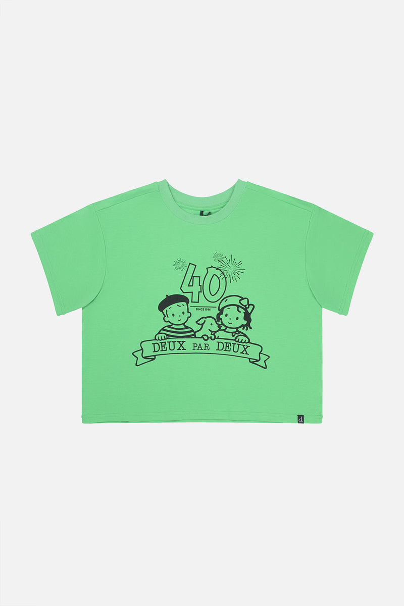 Adult 40th Anniversary Graphic Boxy T-Shirt Green