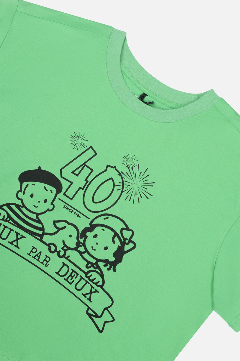 Adult 40th Anniversary Graphic Boxy T-Shirt Green